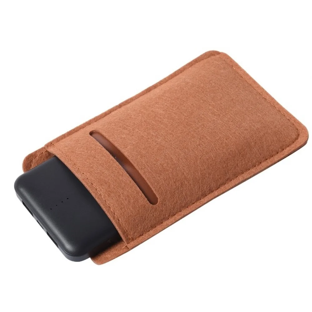 NEW Power Bank with Brown Felt & Faux Leather Pouch and USB